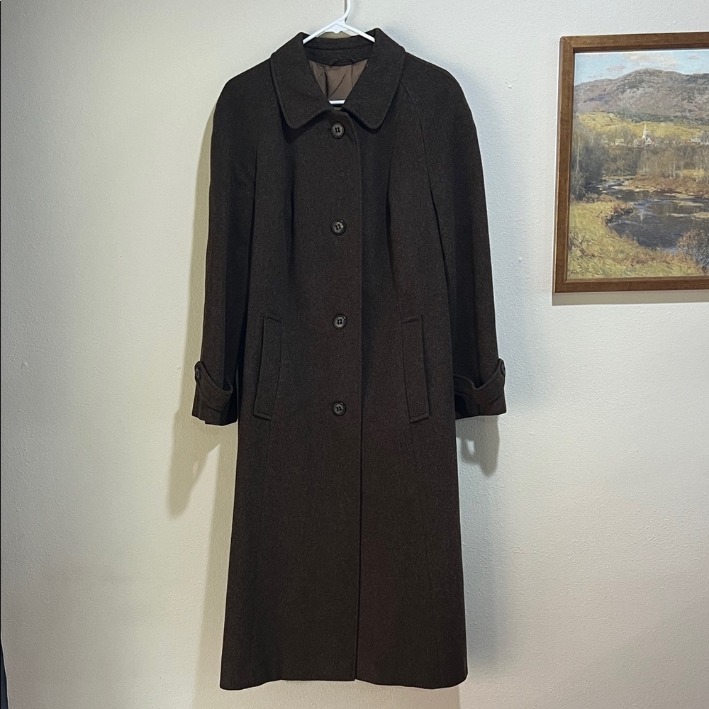 Women's Brown Trench Coat Wool and Alpaca. Made in Austria